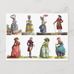 Elegant Pink & Yellow French Fashion Regency Gowns Postcard
