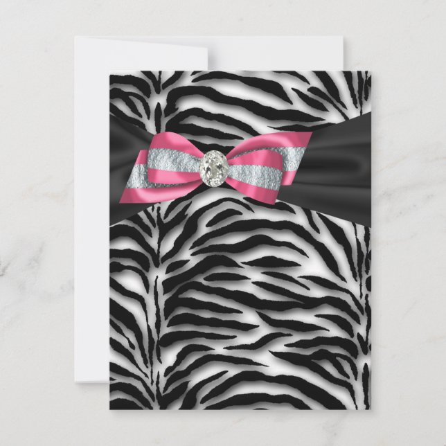 Elegant Pink Zebra Party Invitations (Front)