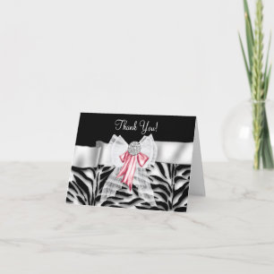 Elegant Pink Zebra Thank You Cards