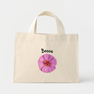 Elegant Pink Zinnia Flower Personalized Mini Tote Bag
