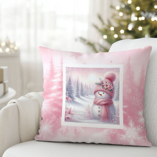 Elegant Pinkmas Winter Forest Kids Room Decor  Cushion
