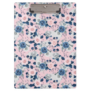 Elegant Pinks, Blues, and Grey Roses Clipboard