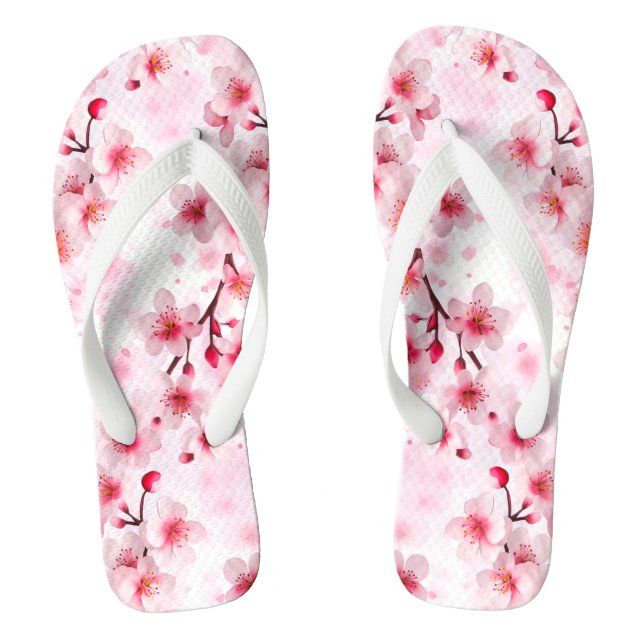 Elegant Pinky Cherry Blossom Flip Flops (Footbed)
