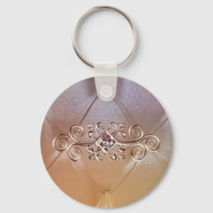 Elegant pintuck satin and pink diamond key ring
