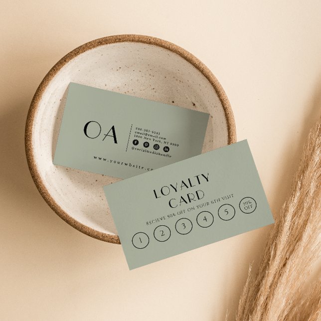Elegant Pistachio Green Boho Chic Modern 6 Punch  Loyalty Card (Creator Uploaded)