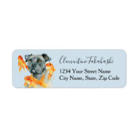 Elegant Pit Bull Dog Art Return Address