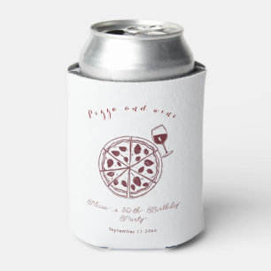 Elegant Pizza and wine birthday Can Cooler