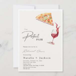 Elegant Pizza & Wine Perfect Pair Rehearsal Dinner Invitation