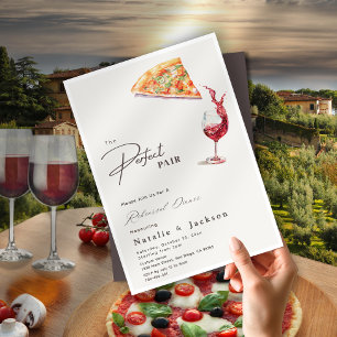Elegant Pizza & Wine Perfect Pair Rehearsal Dinner Invitation