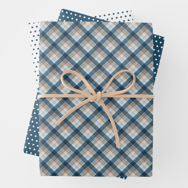 Elegant Plaid And Polka Dots Art Wrapping Paper Sheet (In situ)