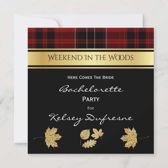 Elegant Plaid Bachelorette Party Invitation (Front)