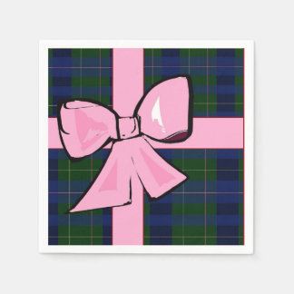 Elegant plaid cocktail napkin with bow