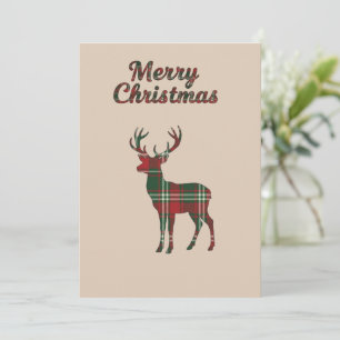 Elegant Plaid Deer Photo Christmas Card