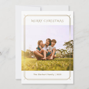 Elegant Plaid Family Photo Geometric Christmas Holiday Card