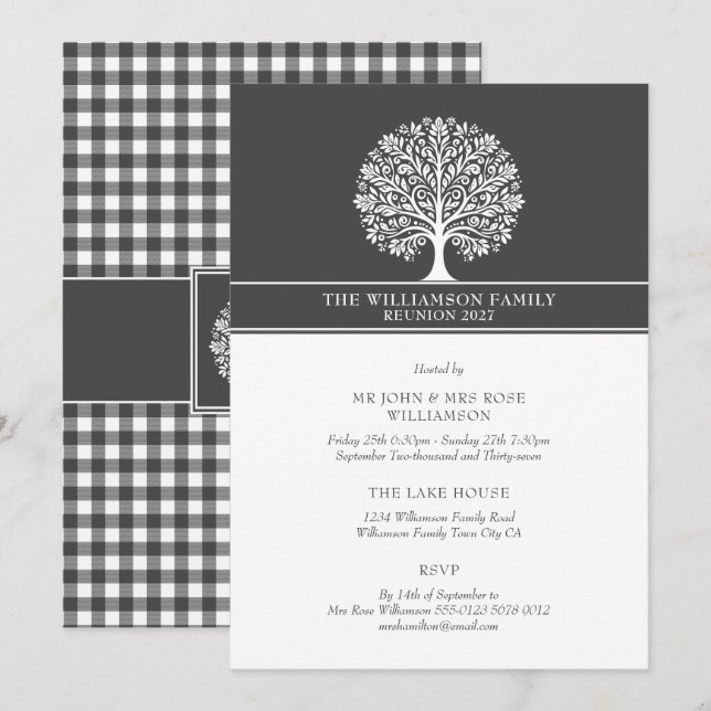 Elegant Plaid Family Reunion Invitation (Front/Back)
