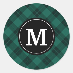 Elegant Plaid Holiday Monogram Stickers