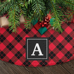 Elegant Plaid Holiday Monogram Tree Skirt