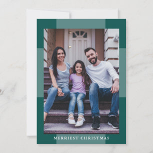 Elegant Plaid Merriest Christmas Photo Holiday Card