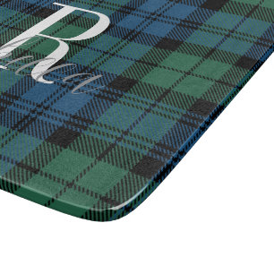 Elegant Plaid Monogram Green Campbell Tartan Cutting Board