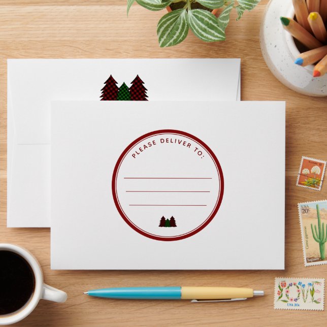 Elegant Plaid Pattern Christmas Holiday Festive Envelope (Desk)