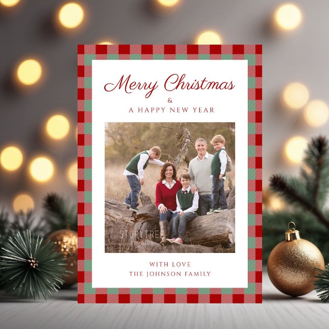 Elegant Plaid Photo Christmas Holiday Card (Elegant Plaid Photo Christmas Holiday Card)