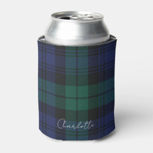 Elegant Plaid Rustic Green Tartan Custom Can Cooler