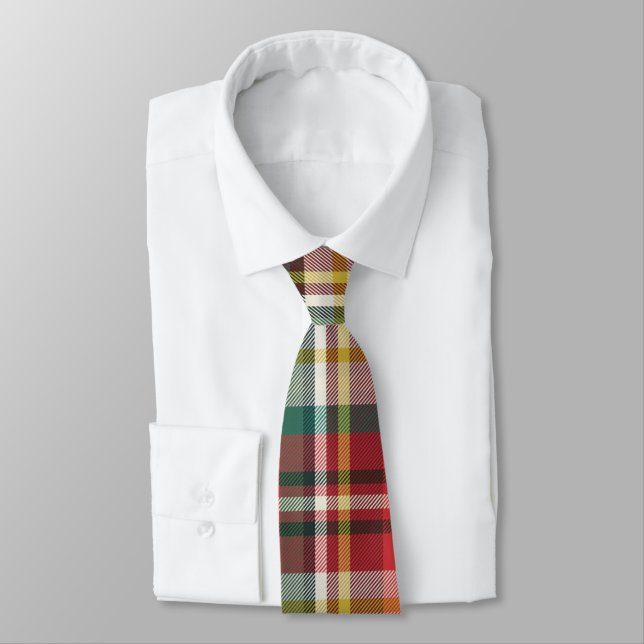 Elegant Plaid Rustic Red Chequered Tie (Tied)