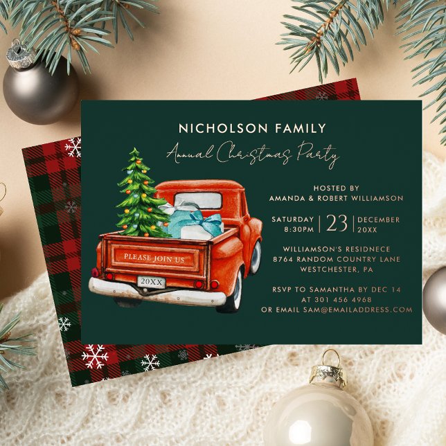 Elegant Plaid Script Christmas Holiday Party (Elegant Plaid Script Christmas Holiday Party Foil Invitation)