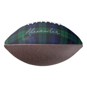 Elegant Plaid Script Green Tartan Personalised American Football