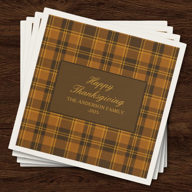 Elegant Plaid Thanksgiving Classic Vintage Custom  Napkin (Creator Uploaded)