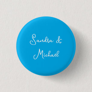 Elegant Plain Azure Blue Personalised Custom 3 Cm Round Badge