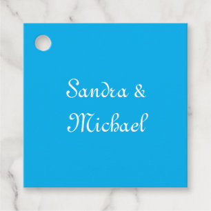 Elegant Plain Azure Blue Personalised Custom Favour Tags