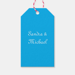 Elegant Plain Azure Blue Personalised Custom Gift Tags