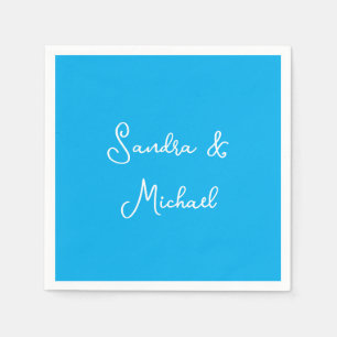 Elegant Plain Azure Blue Personalised Custom Napkin