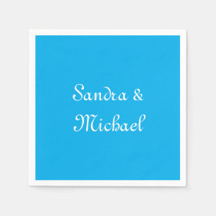 Elegant Plain Azure Blue Personalised Custom Napkin