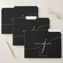 Elegant Plain Black and Gold Script Monogram
