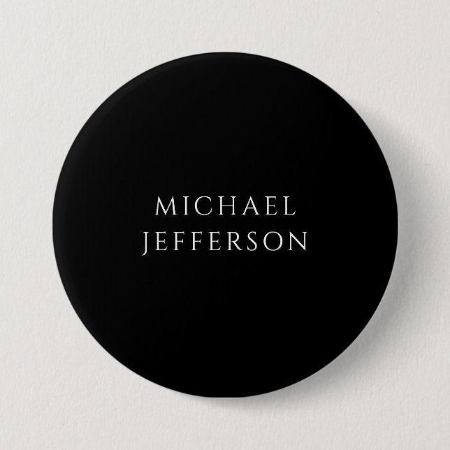 Elegant Plain Black White Personalised Custom 7.5 Cm Round Badge (Front)