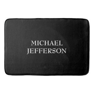 Elegant Plain Black White Personalised Custom Bath Mat