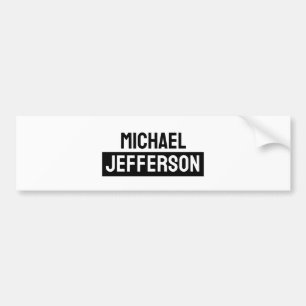 Elegant Plain Black White Personalised Custom Bumper Sticker