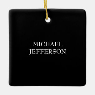 Elegant Plain Black White Personalised Custom Ceramic Ornament
