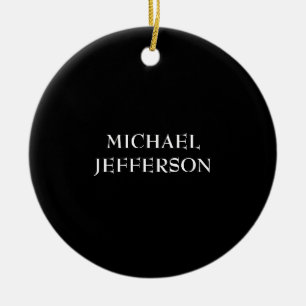 Elegant Plain Black White Personalised Custom Ceramic Tree Decoration