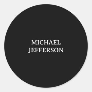 Elegant Plain Black White Personalised Custom Classic Round Sticker