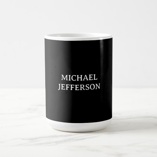 Elegant Plain Black White Personalised Custom Coffee Mug (Center)