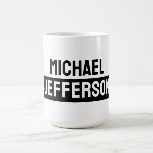 Elegant Plain Black White Personalised Custom Coffee Mug