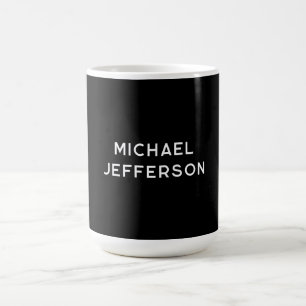 Elegant Plain Black White Personalised Custom Coffee Mug