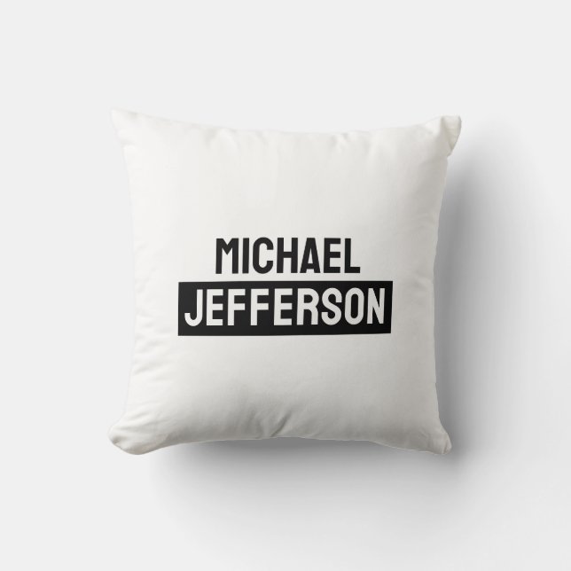 Elegant Plain Black White Personalised Custom Cushion (Front)