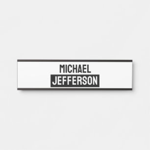 Elegant Plain Black White Personalised Custom Door Sign