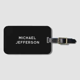 Elegant Plain Black White Personalised Custom Luggage Tag