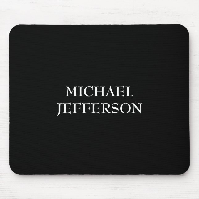 Elegant Plain Black White Personalised Custom Mouse Mat (Front)