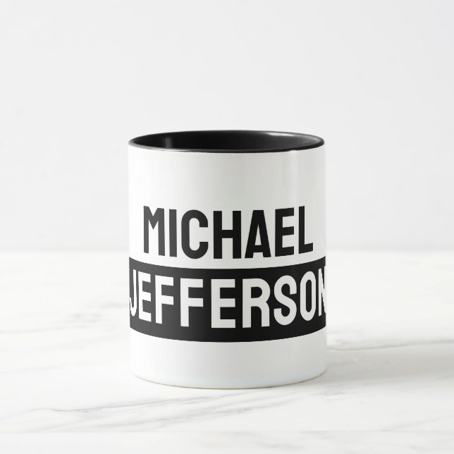 Elegant Plain Black White Personalised Custom Mug (Center)